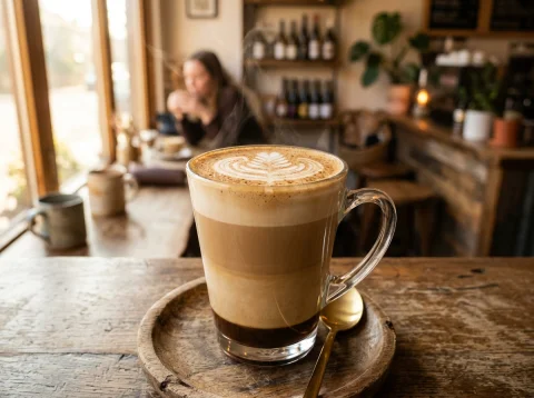 Café Latte Artesanal con Espuma Sedosa y Canela