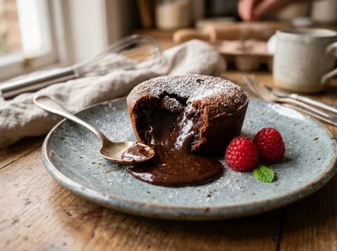Coulant de chocolate casero con corazón fundente