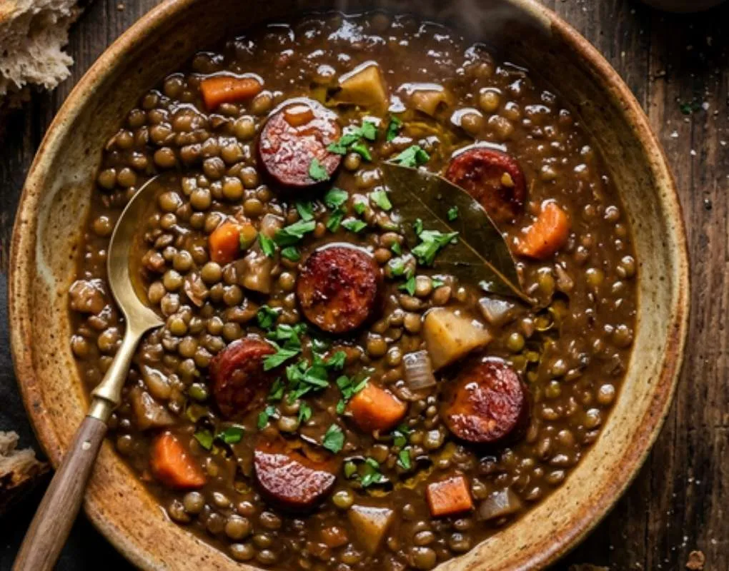 Guiso De Lentejas A Fuego Lento Con Toque De Chocolate Negro