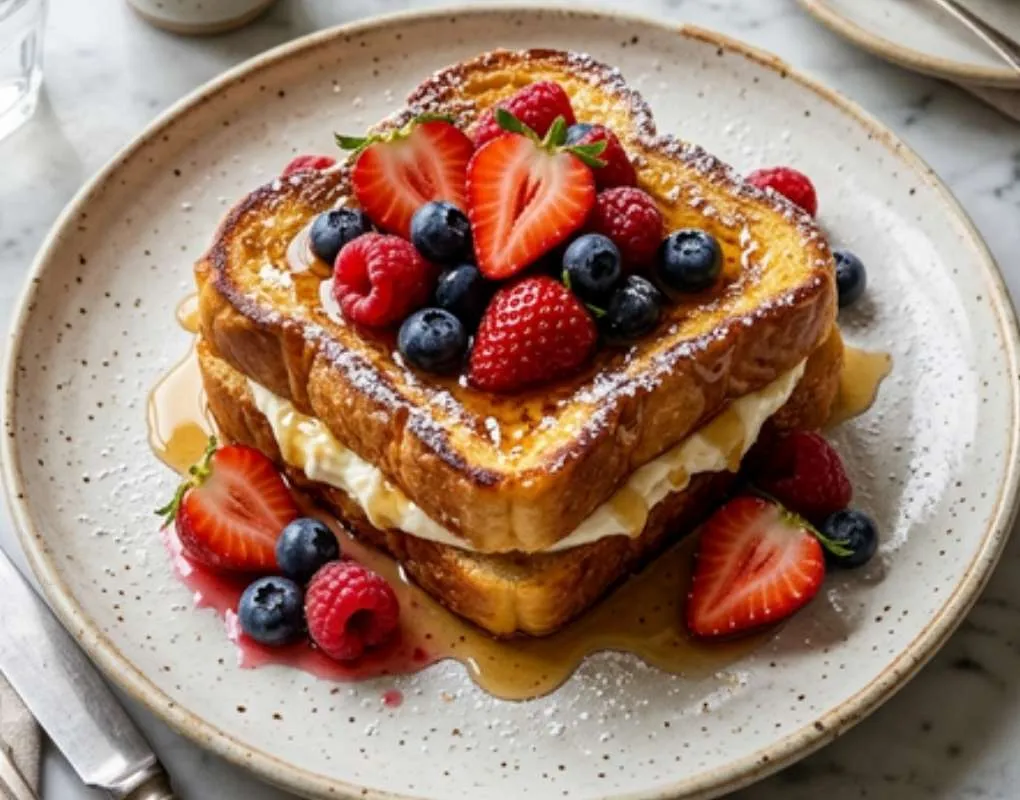 Tostada Francesa Rellena De Mascarpone Y Frutos Rojos