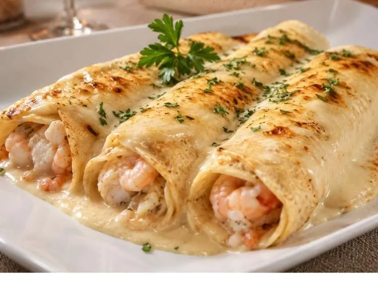 Crepes De Marisco Con Bechamel