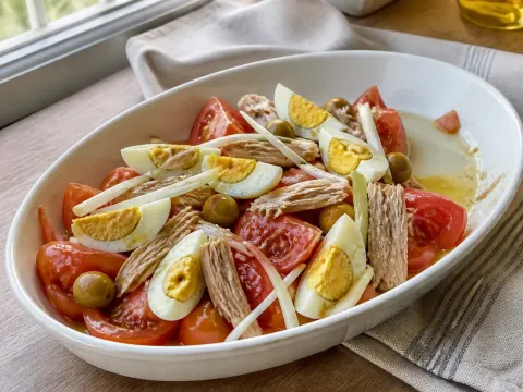Ensalada De Tomate Con Bonito Y Huevo