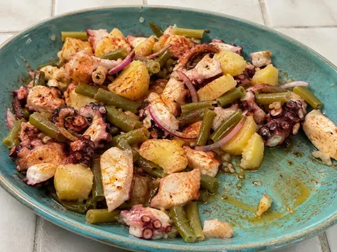 Ensalada Templada De Pulpo, Patata Y Judías Verdes