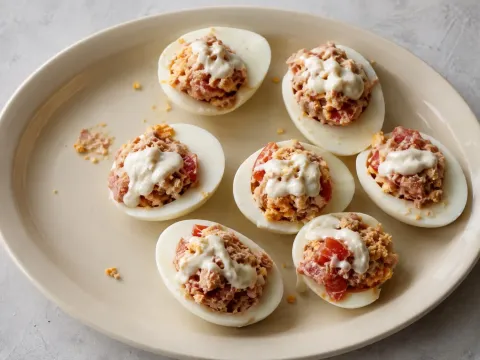 Huevos Rellenos De Atún Y Tomate