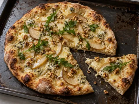 Pizza Blanca De Pera, Gorgonzola Y Nueces