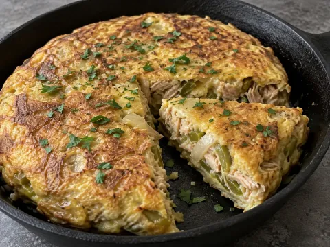 Tortilla Jugosa De Bonito Con Pimiento Verde Y Toque De Limón