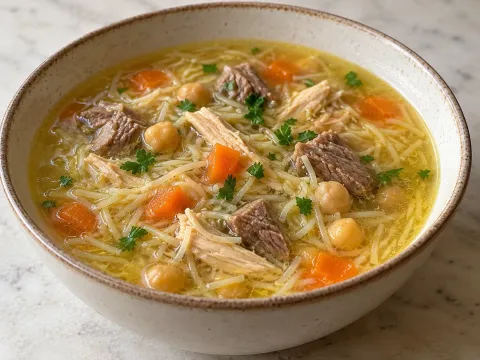 Sopa De Cocido Tradicional Con Fideos Finos