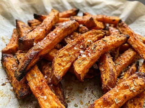 Bastones De Boniato Crujientes Con Especias En Airfryer