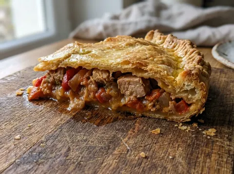 Empanada Gallega Tradicional De Atún Y Pimientos Asados