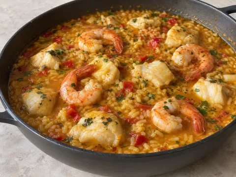 Arroz Caldoso De Rape Y Gambas