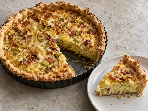 Quiche De Puerro, Bacon Y Queso Curado