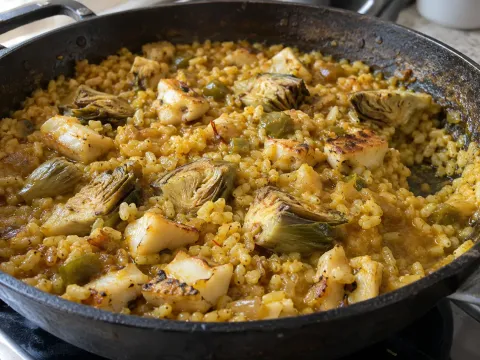 Arroz Meloso De Sepia, Alcachofas Y Azafrán